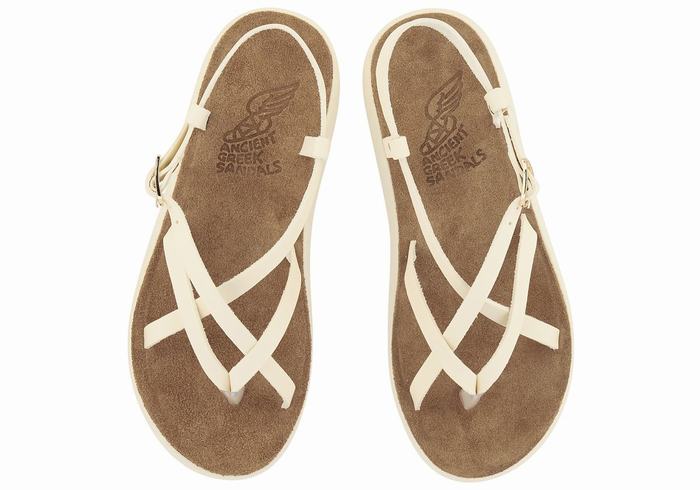 Sandały Z Paskiem Na Plecy Damskie Ancient Greek Sandals Semele Comfort Białe | CXN9213NZ