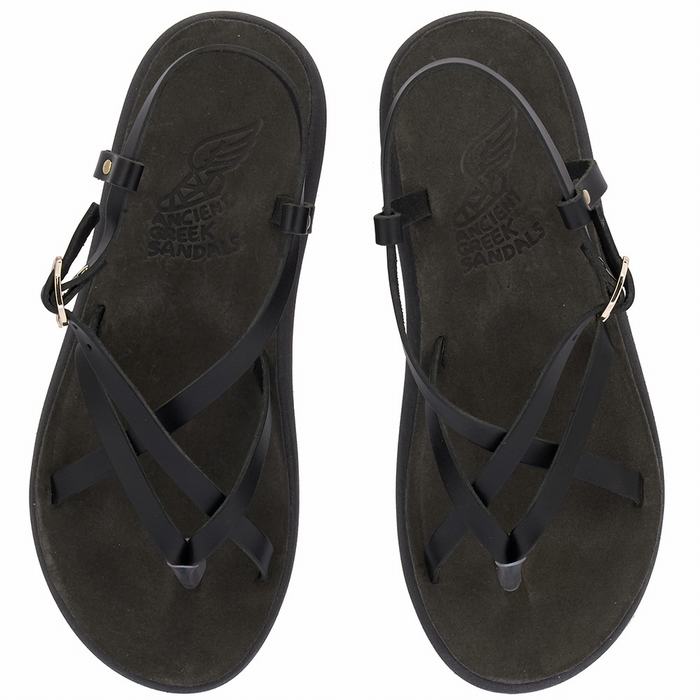 Sandały Z Paskiem Na Plecy Damskie Ancient Greek Sandals Semele Comfort Czarne | ZUR4294GR