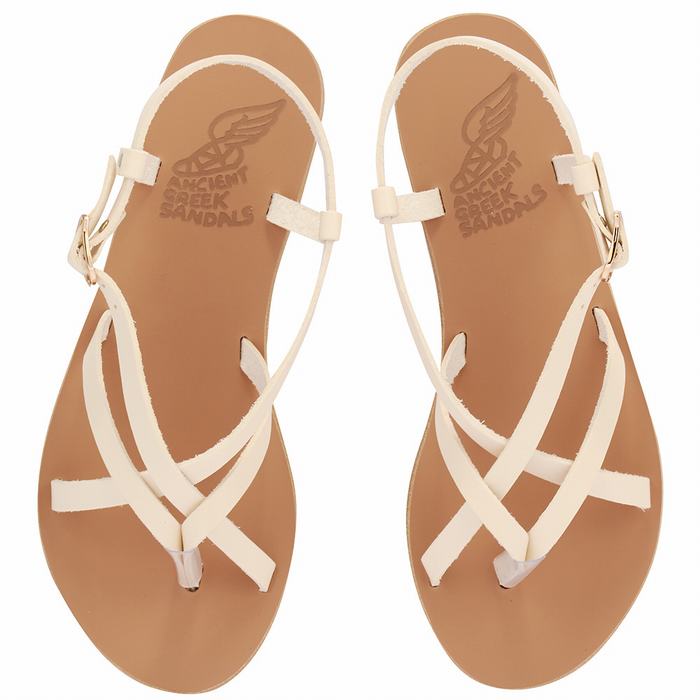 Sandały Z Paskiem Na Plecy Damskie Ancient Greek Sandals Semele Leather Białe | MJJ1798EQ