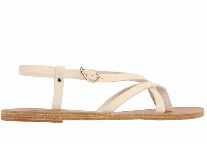 Sandały Z Paskiem Na Plecy Damskie Ancient Greek Sandals Semele Leather Białe | MJJ1798EQ