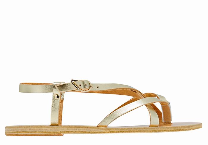 Sandały Z Paskiem Na Plecy Damskie Ancient Greek Sandals Semele Leather Złote Białe | TWA538FT