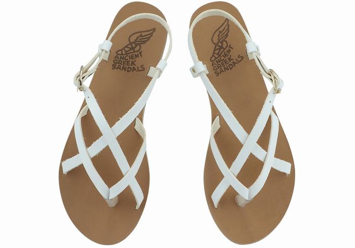 Sandały Z Paskiem Na Plecy Damskie Ancient Greek Sandals Semele Leather Białe | AFB6993SH