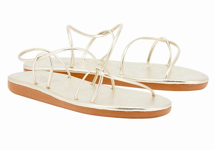 Sandały Z Paskiem Na Plecy Damskie Ancient Greek Sandals Proorismos Złote Białe | SHS3395OF