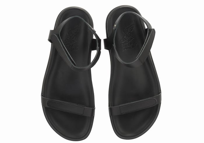 Sandały Z Paskiem Na Plecy Damskie Ancient Greek Sandals Poros Czarne | NXW799KR