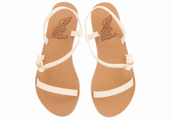 Sandały Z Paskiem Na Plecy Damskie Ancient Greek Sandals Niove Leather Białe | KWA9789TC