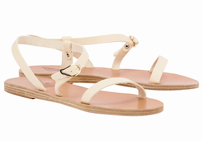 Sandały Z Paskiem Na Plecy Damskie Ancient Greek Sandals Niove Leather Białe | KWA9789TC