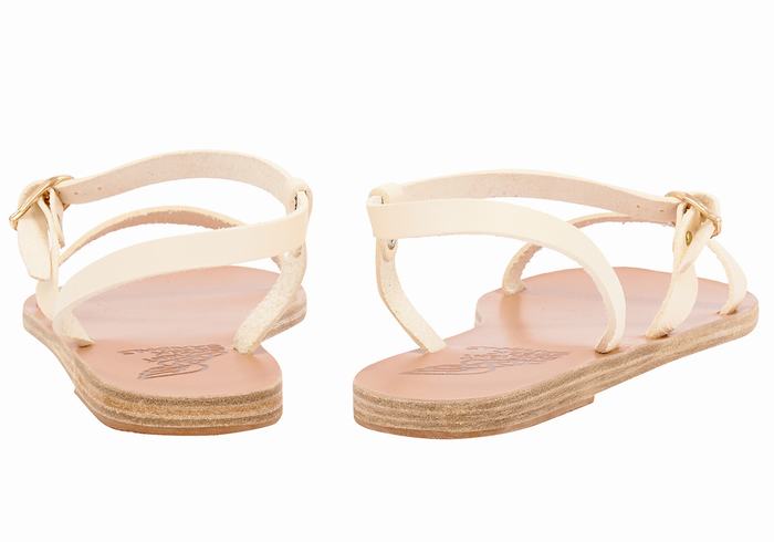 Sandały Z Paskiem Na Plecy Damskie Ancient Greek Sandals Niove Leather Białe | KWA9789TC