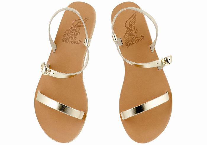 Sandały Z Paskiem Na Plecy Damskie Ancient Greek Sandals Niove Leather Złote Białe | VON263FI