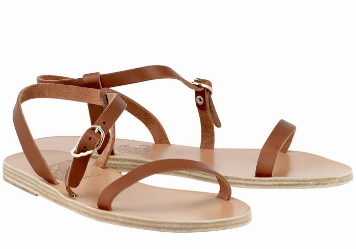 Sandały Z Paskiem Na Plecy Damskie Ancient Greek Sandals Niove Leather Ciemny Brązowe | EJE4246TX