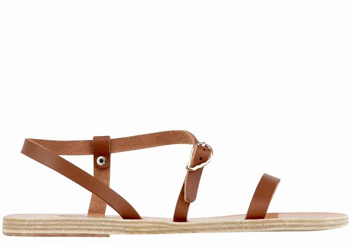 Sandały Z Paskiem Na Plecy Damskie Ancient Greek Sandals Niove Leather Ciemny Brązowe | EJE4246TX