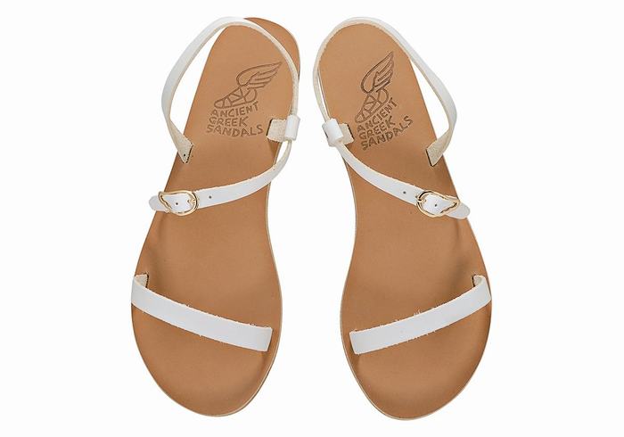 Sandały Z Paskiem Na Plecy Damskie Ancient Greek Sandals Niove Leather Białe | WYK4769ER