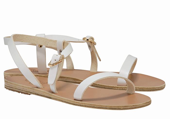 Sandały Z Paskiem Na Plecy Damskie Ancient Greek Sandals Niove Leather Białe | WYK4769ER