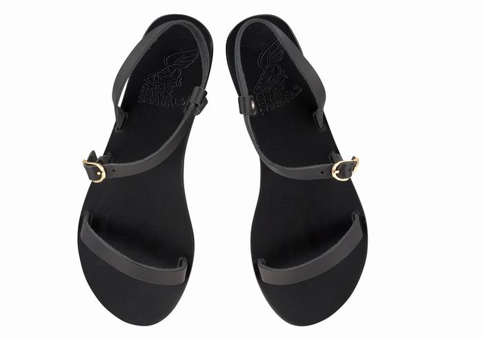 Sandały Z Paskiem Na Plecy Damskie Ancient Greek Sandals Niove Leather Czarne | MKE1362LX