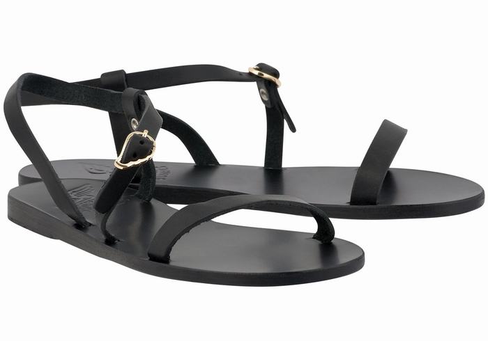 Sandały Z Paskiem Na Plecy Damskie Ancient Greek Sandals Niove Leather Czarne | MKE1362LX