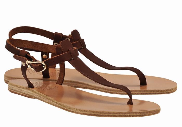 Sandały Z Paskiem Na Plecy Damskie Ancient Greek Sandals Lito Flip Flop Leather Kawa | UBA128PZ