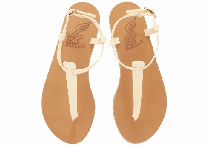 Sandały Z Paskiem Na Plecy Damskie Ancient Greek Sandals Lito Flip Flop Leather Białe | FEY3427TR