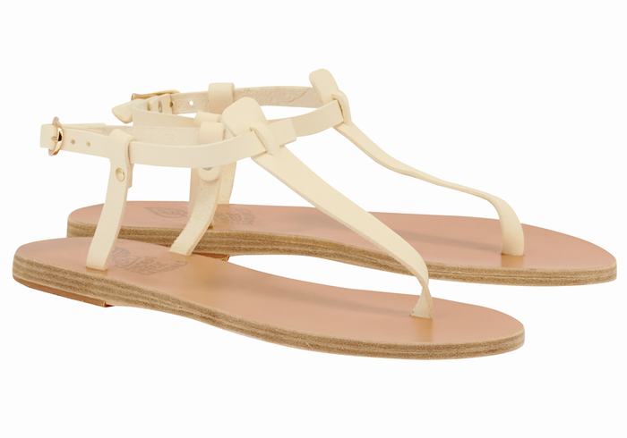 Sandały Z Paskiem Na Plecy Damskie Ancient Greek Sandals Lito Flip Flop Leather Białe | FEY3427TR