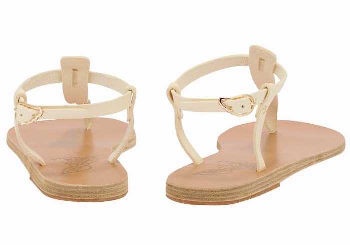 Sandały Z Paskiem Na Plecy Damskie Ancient Greek Sandals Lito Flip Flop Leather Białe | FEY3427TR