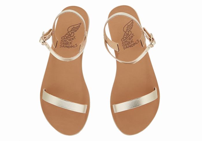 Sandały Z Paskiem Na Plecy Damskie Ancient Greek Sandals Irida Leather Złote Białe | RTH809UJ