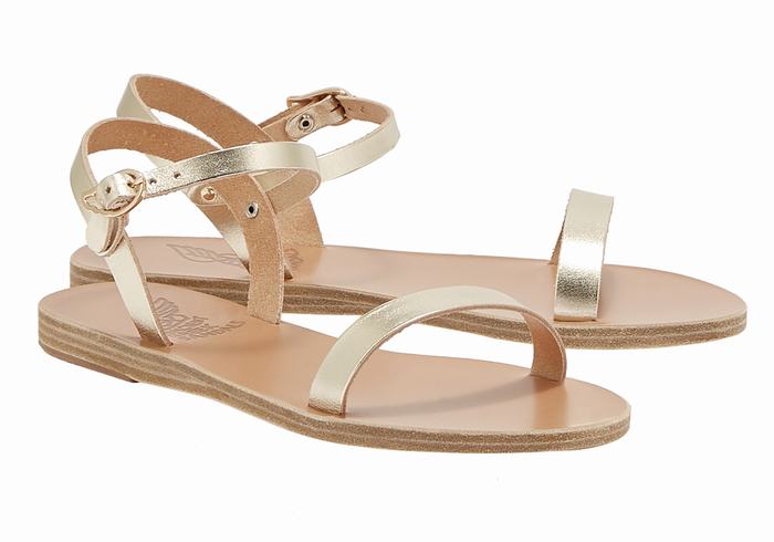 Sandały Z Paskiem Na Plecy Damskie Ancient Greek Sandals Irida Leather Złote Białe | RTH809UJ