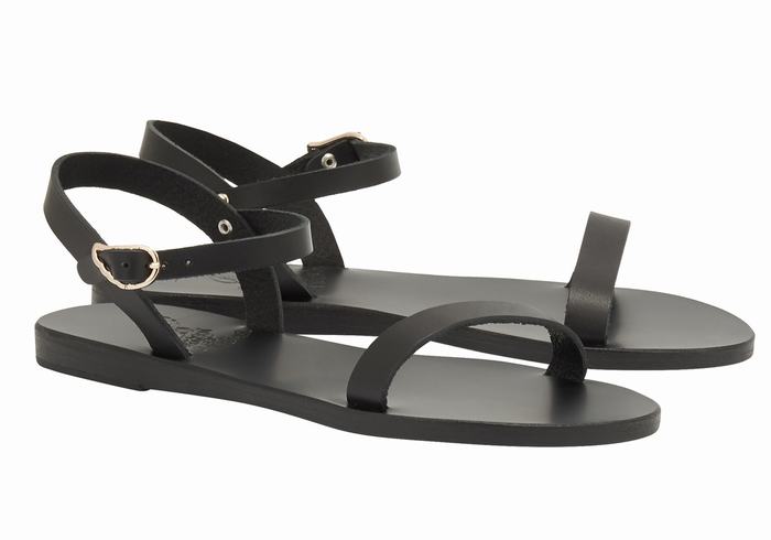 Sandały Z Paskiem Na Plecy Damskie Ancient Greek Sandals Irida Leather Czarne | MCB2894MT