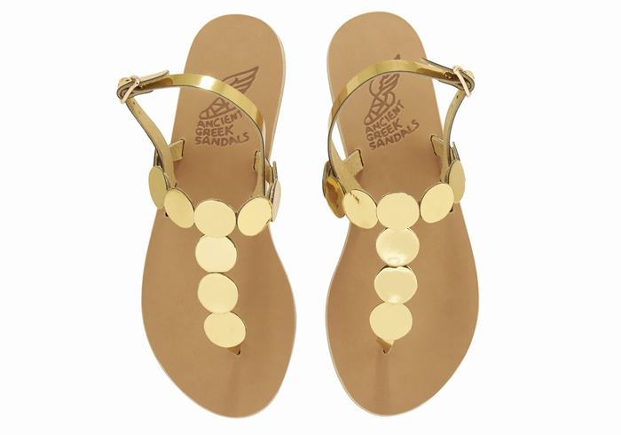 Sandały Z Paskiem Na Plecy Damskie Ancient Greek Sandals Ilios Flip Flop Leather Złote | TOL5016LH