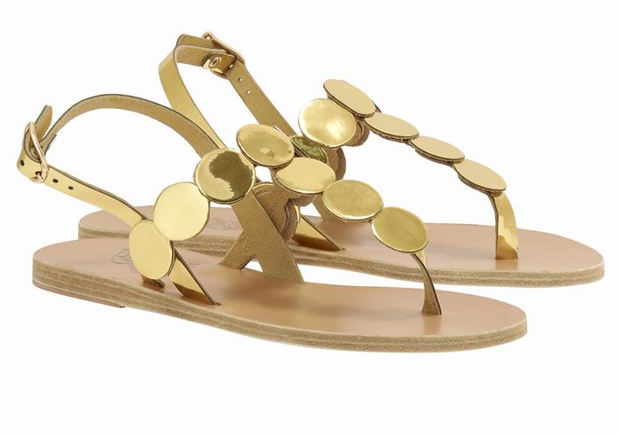 Sandały Z Paskiem Na Plecy Damskie Ancient Greek Sandals Ilios Flip Flop Leather Złote | TOL5016LH