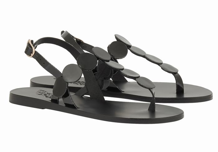 Sandały Z Paskiem Na Plecy Damskie Ancient Greek Sandals Ilios Flip Flop Leather Czarne | KUV1337RR