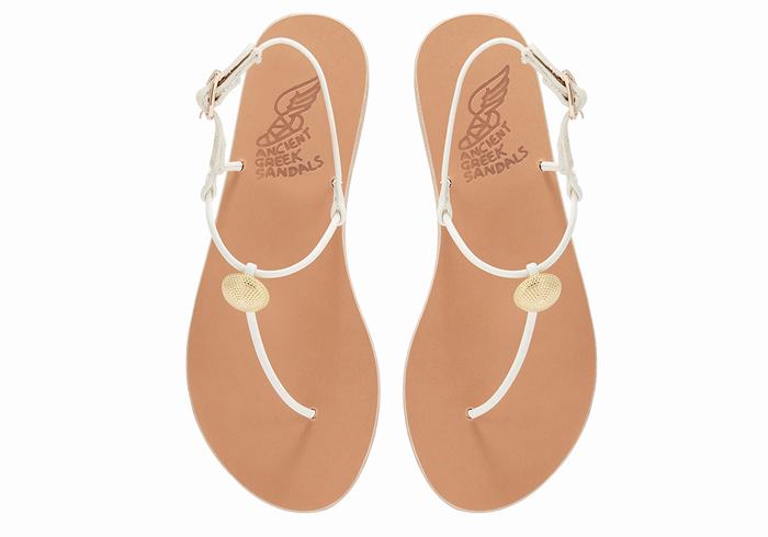 Sandały Z Paskiem Na Plecy Damskie Ancient Greek Sandals Dimitra Flip Flop Białe | IXB743JL