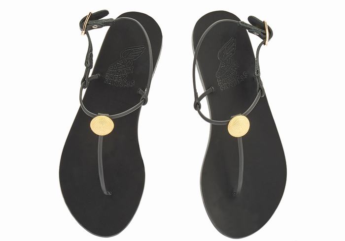 Sandały Z Paskiem Na Plecy Damskie Ancient Greek Sandals Dimitra Flip Flop Czarne | QRX4926RV