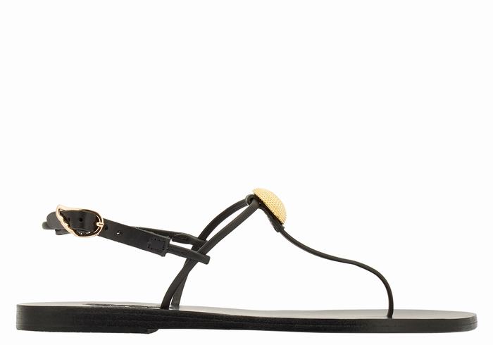 Sandały Z Paskiem Na Plecy Damskie Ancient Greek Sandals Dimitra Flip Flop Czarne | QRX4926RV