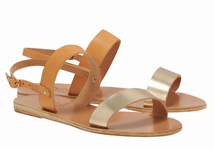 Sandały Z Paskiem Na Plecy Damskie Ancient Greek Sandals Clio Beżowe Złote Białe | MJJ3834WP