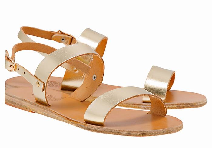 Sandały Z Paskiem Na Plecy Damskie Ancient Greek Sandals Clio Złote Białe | RCH8831RE