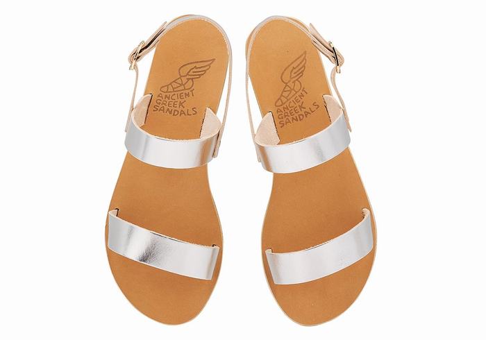 Sandały Z Paskiem Na Plecy Damskie Ancient Greek Sandals Clio Srebrne | TBW9591UB