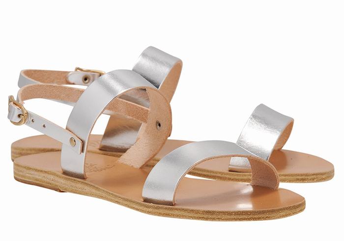 Sandały Z Paskiem Na Plecy Damskie Ancient Greek Sandals Clio Srebrne | TBW9591UB