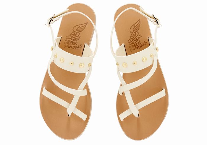 Sandały Z Paskiem Na Plecy Damskie Ancient Greek Sandals Alethea Bee Białe | VKD2239IN