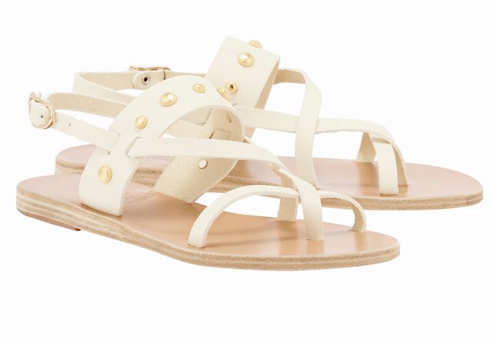 Sandały Z Paskiem Na Plecy Damskie Ancient Greek Sandals Alethea Bee Białe | VKD2239IN