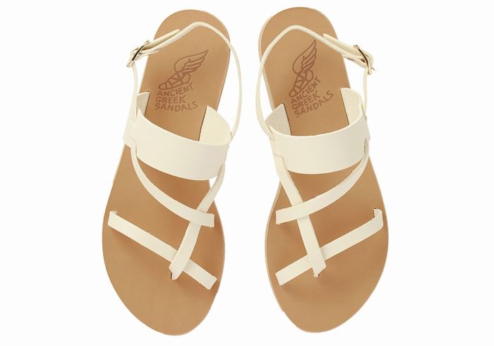 Sandały Z Paskiem Na Plecy Damskie Ancient Greek Sandals Alethea Leather Białe | RNZ8442MM