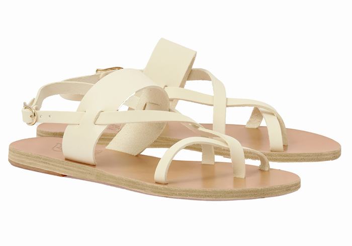 Sandały Z Paskiem Na Plecy Damskie Ancient Greek Sandals Alethea Leather Białe | RNZ8442MM