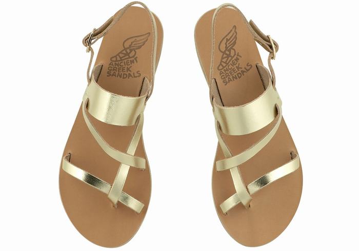 Sandały Z Paskiem Na Plecy Damskie Ancient Greek Sandals Alethea Leather Złote Białe | XVB6547KJ