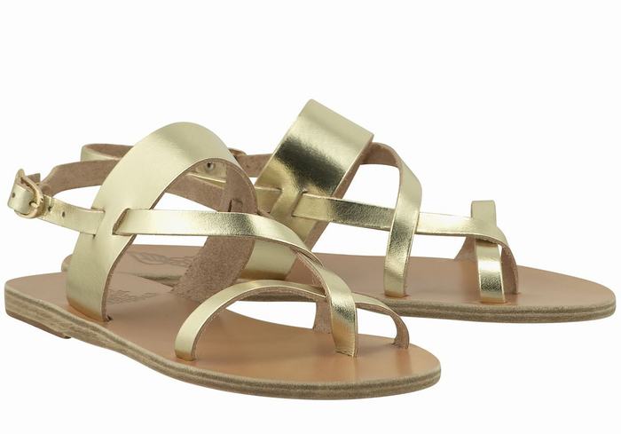 Sandały Z Paskiem Na Plecy Damskie Ancient Greek Sandals Alethea Leather Złote Białe | XVB6547KJ