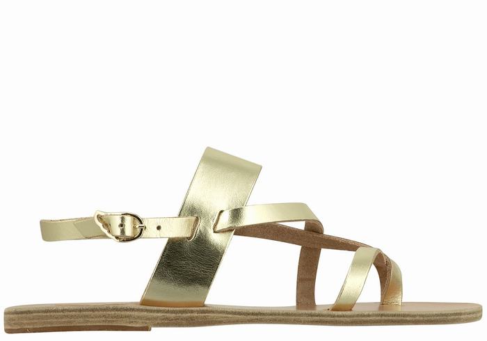 Sandały Z Paskiem Na Plecy Damskie Ancient Greek Sandals Alethea Leather Złote Białe | XVB6547KJ