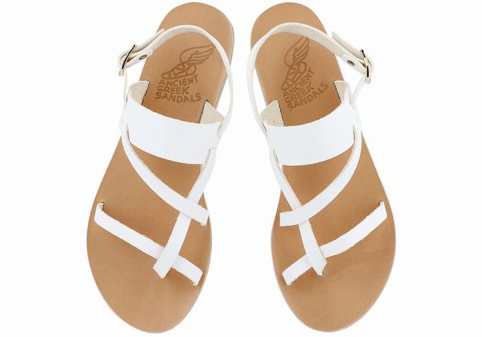 Sandały Z Paskiem Na Plecy Damskie Ancient Greek Sandals Alethea Leather Białe | CDD9586EU