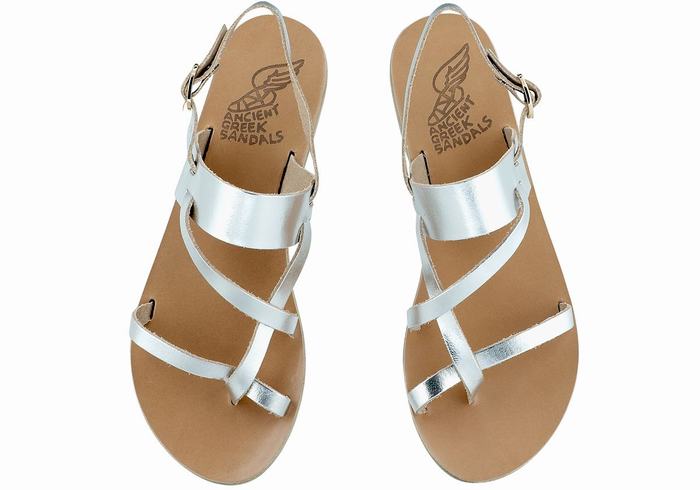 Sandały Z Paskiem Na Plecy Damskie Ancient Greek Sandals Alethea Leather Srebrne | HPB1479OY