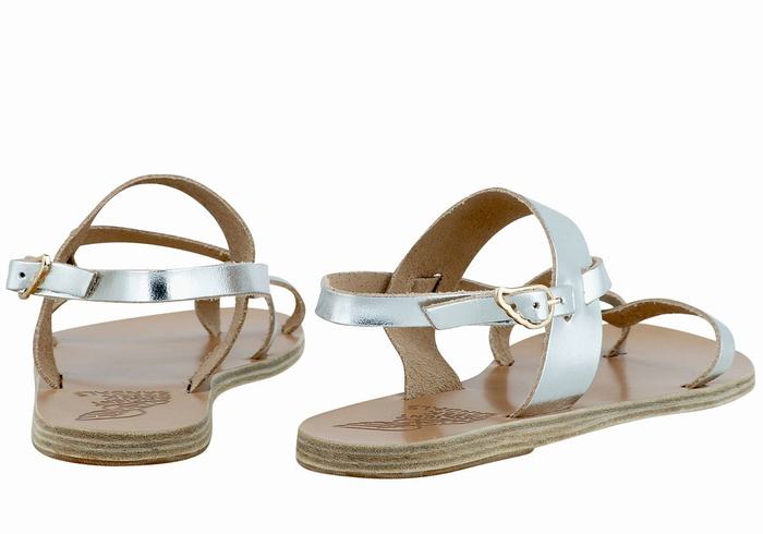 Sandały Z Paskiem Na Plecy Damskie Ancient Greek Sandals Alethea Leather Srebrne | HPB1479OY