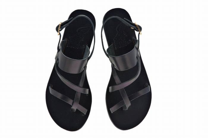 Sandały Z Paskiem Na Plecy Damskie Ancient Greek Sandals Alethea Leather Czarne | AYD922UG