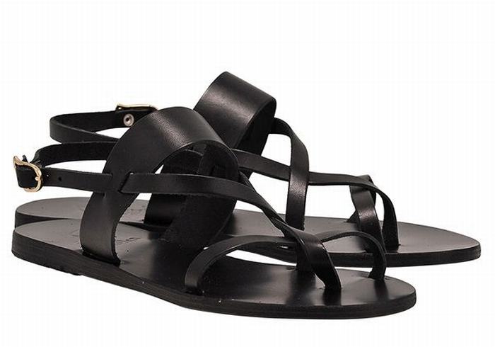 Sandały Z Paskiem Na Plecy Damskie Ancient Greek Sandals Alethea Leather Czarne | AYD922UG