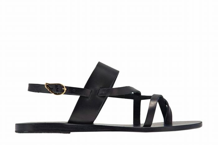 Sandały Z Paskiem Na Plecy Damskie Ancient Greek Sandals Alethea Leather Czarne | AYD922UG