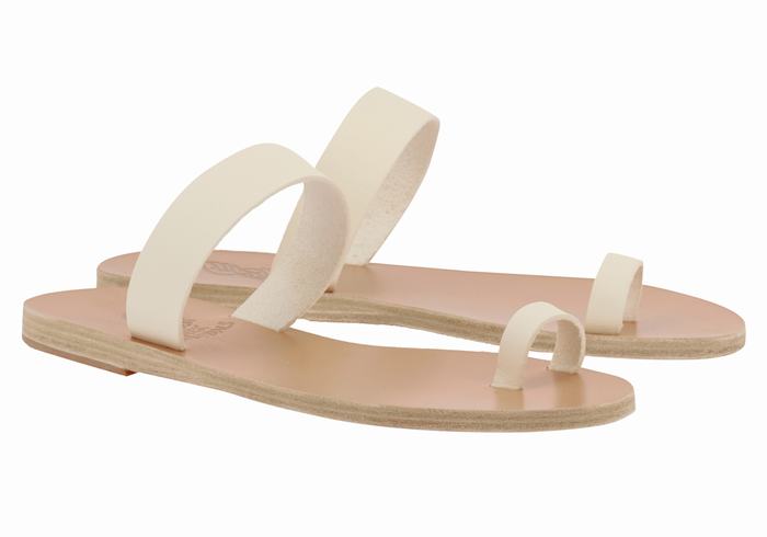 Sandały Ze Słupkami Damskie Ancient Greek Sandals Thalia Leather Białe | SSZ2044SR