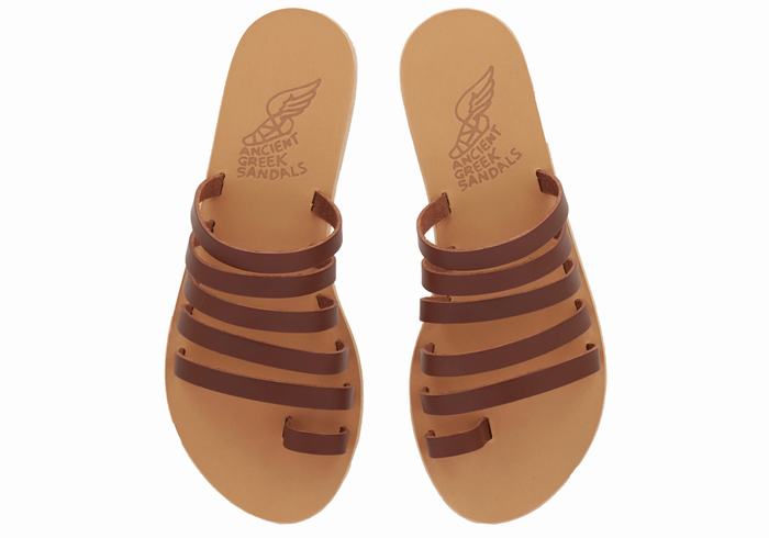 Sandały Ze Słupkami Damskie Ancient Greek Sandals Niki Leather Kawa | SCT8686FA